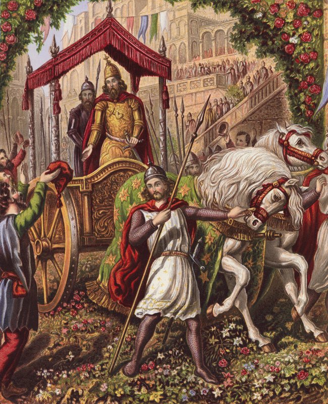 Kuvitus John Bunyanin The Holy War -teokseen (värilitografia). tekijältä English School