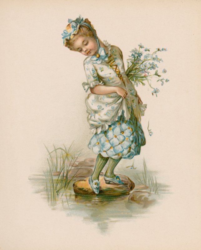 Kuvitus kirjalle The Language of Flowers (chromolitho) tekijältä English School