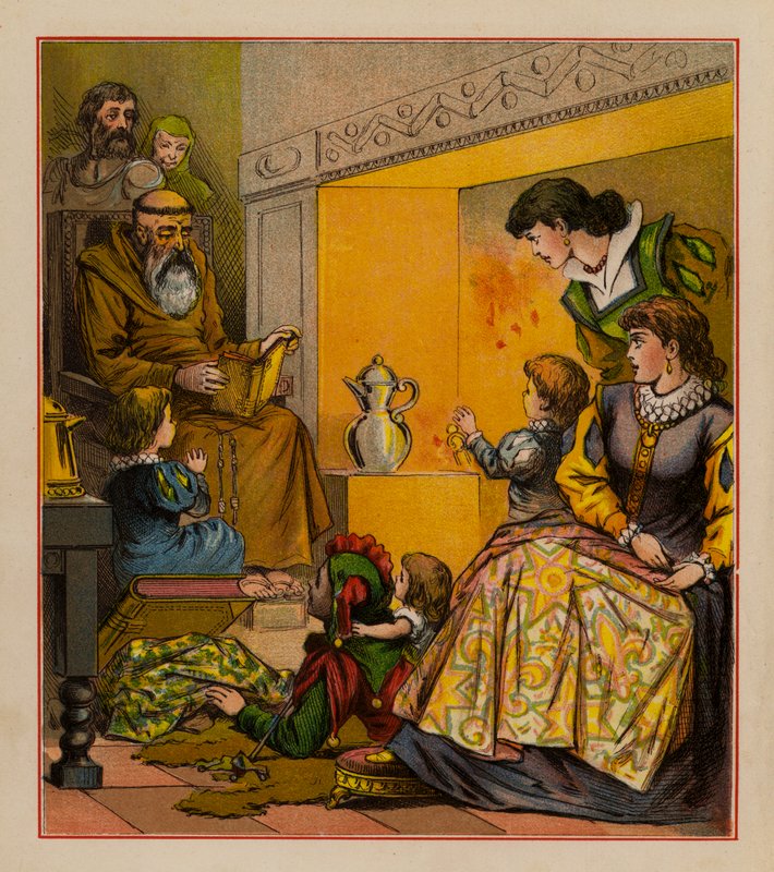 Kuvitus The Merry Ballads of the Olden Time, n. 1880 (värilitho) tekijältä English School