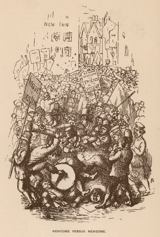 Kuvitus The Newcomesille, kirjoittanut Thackeray (litho) tekijältä English School