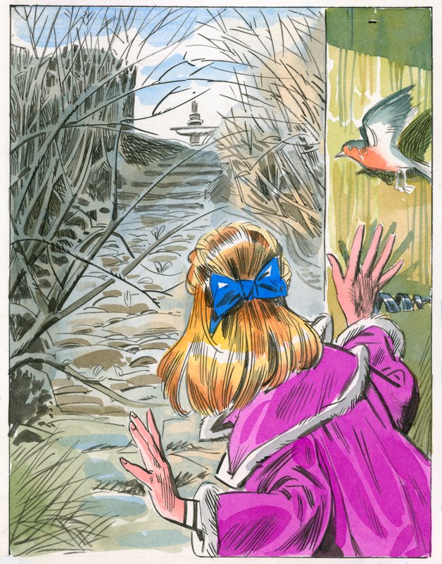 Kuvitus elokuvasta The Secret Garden (guassi paperille) tekijältä English School