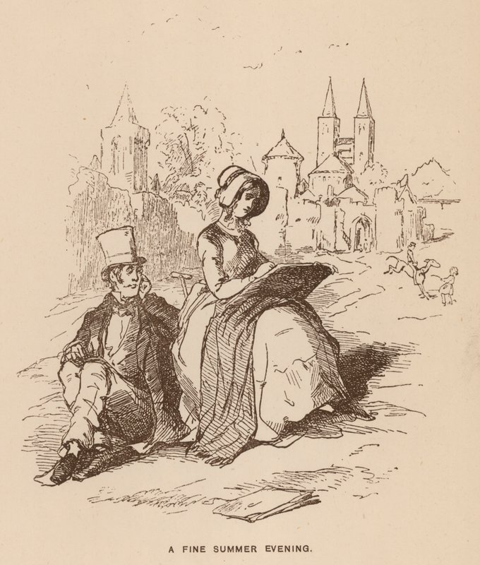Kuvitus Thackerayn Vanity Fair -tapahtumaan (litho) tekijältä English School
