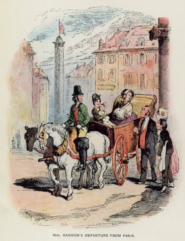 Kuvitus Thackerayn Vanity Fair -tapahtumaan (litho) tekijältä English School