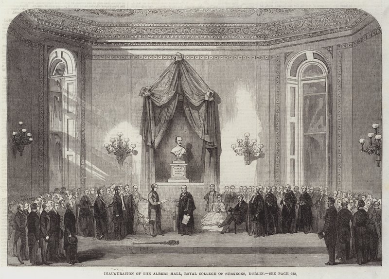 Albert Hallin avajaiset, Royal College of Surgeons, Dublin (kaiverrus) tekijältä English School