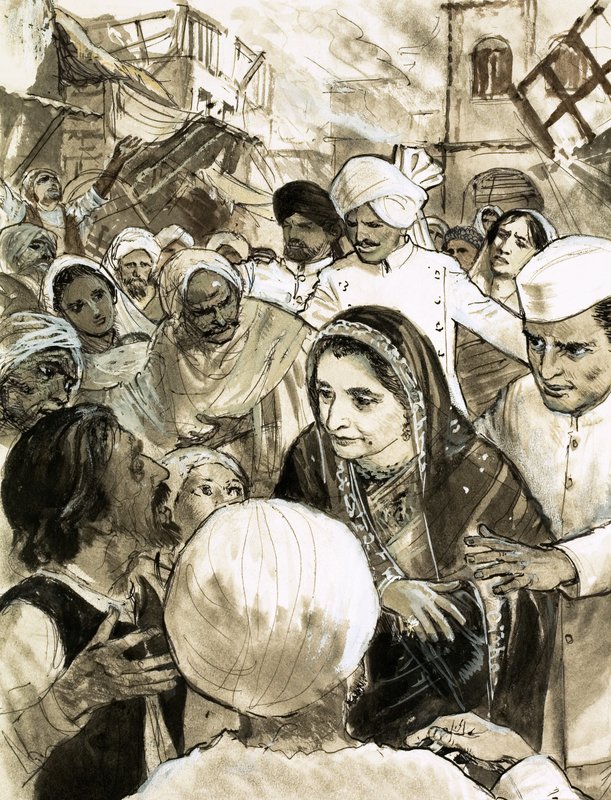 Indira Gandhi Ahmadabadin kaupungissa mellakoiden aikana tekijältä English School