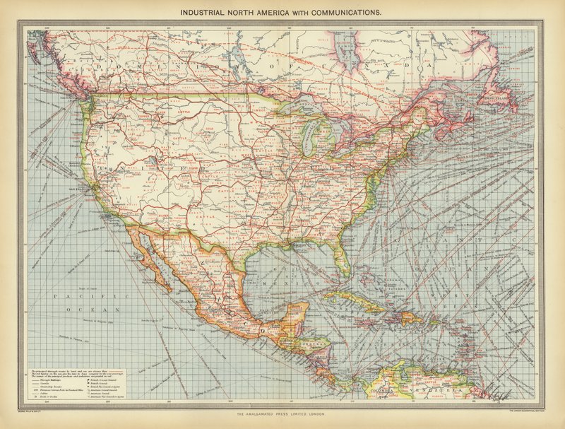 Teollinen Pohjois-Amerikka viestinnällä (väri litho) tekijältä English School