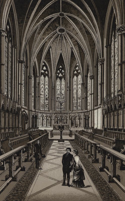Exeter Collegen kappelin sisustus, Oxford (litho) tekijältä English School