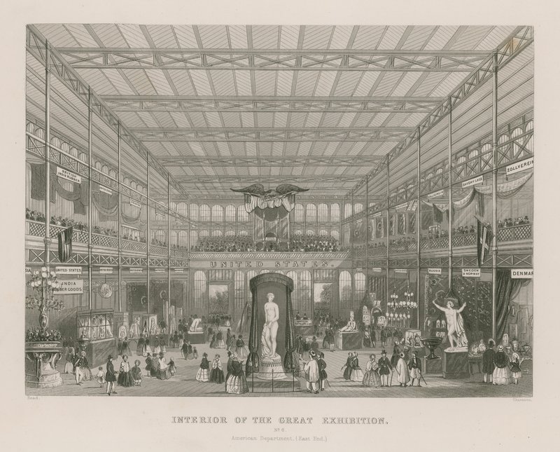 Suuren näyttelyn sisustus, 1851, Amerikan osasto (East End) tekijältä English School