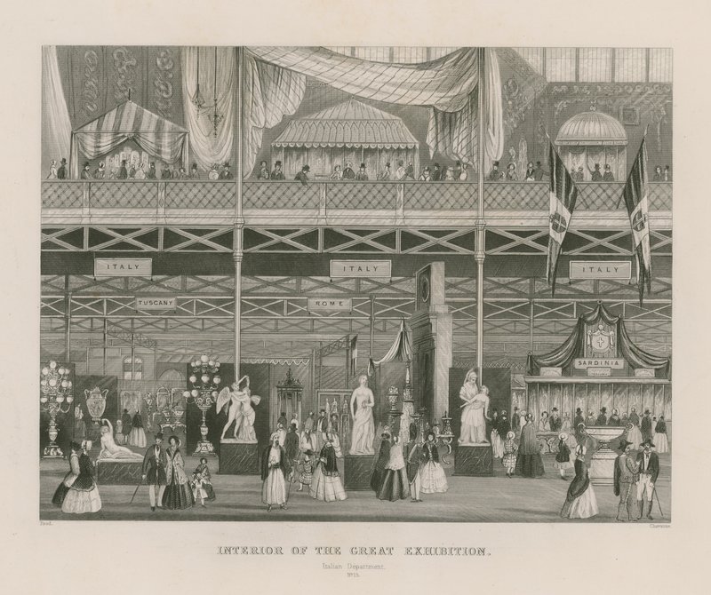 Suuren näyttelyn sisustus, 1851, Italian osasto tekijältä English School