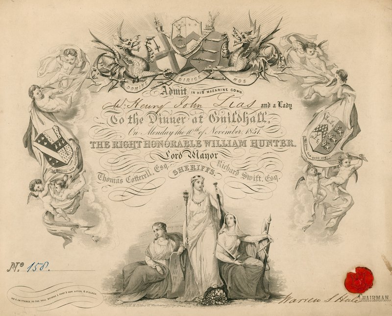 Kutsu juhlaan Lontoon Guildhallissa 9. marraskuuta 1851 tekijältä English School