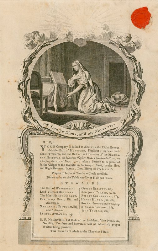 Kutsu päivälliselle Hertfordin oikean jaarlin kanssa 4. toukokuuta 1775 tekijältä English School