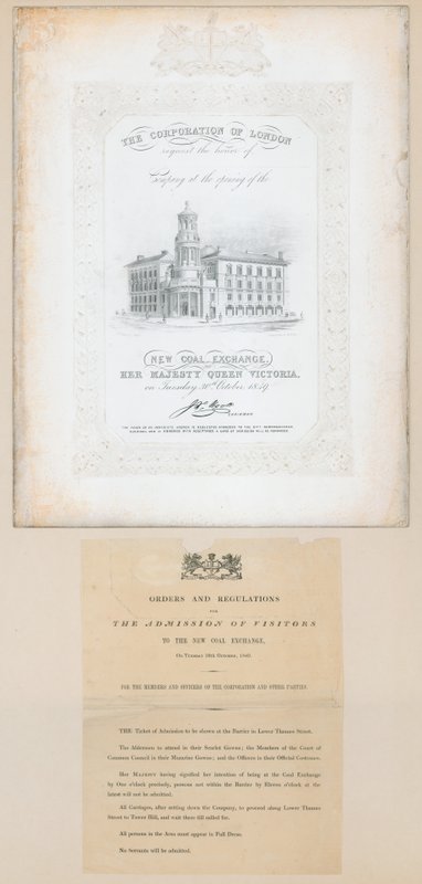 Kutsu uuden hiilipörssin avajaisiin 30. lokakuuta 1849 tekijältä English School