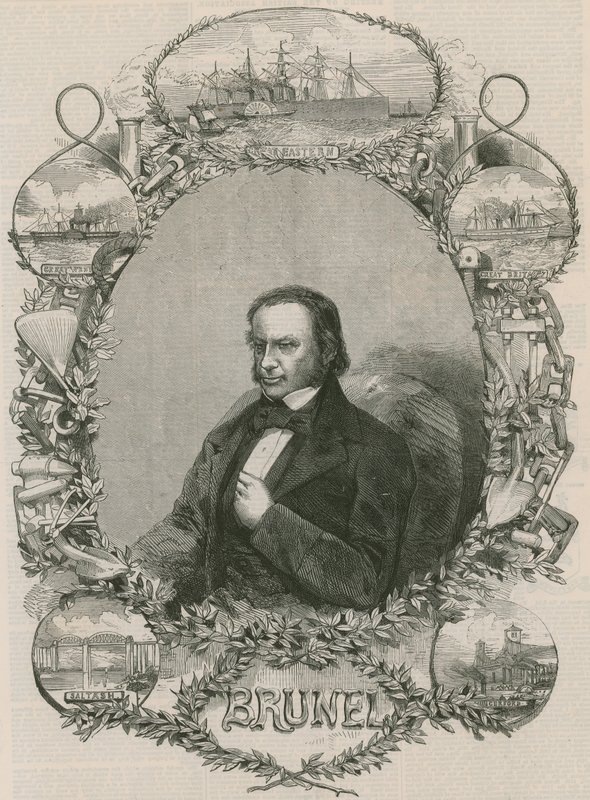 Isambard Kingdom Brunel joidenkin saavutustensa ympäröimänä tekijältä English School