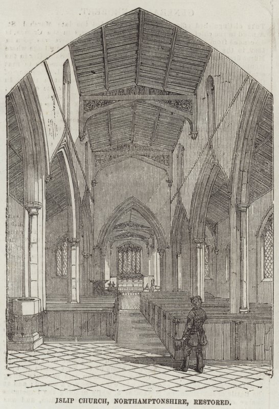 Islip Church, Northamptonshire, kunnostettu (kaiverrus) tekijältä English School