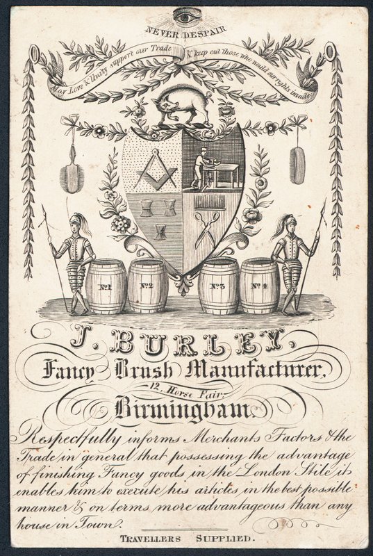 J Burley, Fancy Brush -valmistaja, kauppakortti tekijältä English School