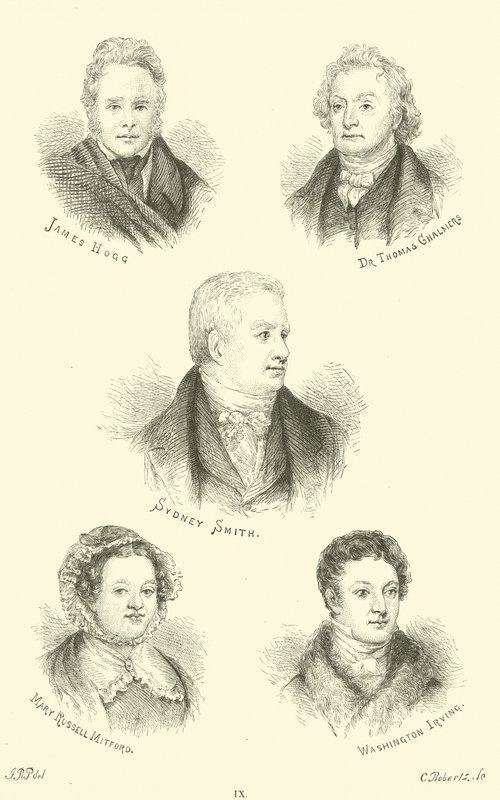 James Hogg, tohtori Thomas Chalmers, Sydney Smith, Mary Russell Mitford, Washington Irving tekijältä English School