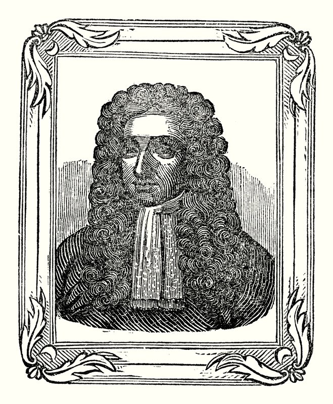 James II syntyi vuonna 1633, kruunattiin vuonna 1685 ja kuoli vuonna 1701 (kaiverrus) tekijältä English School