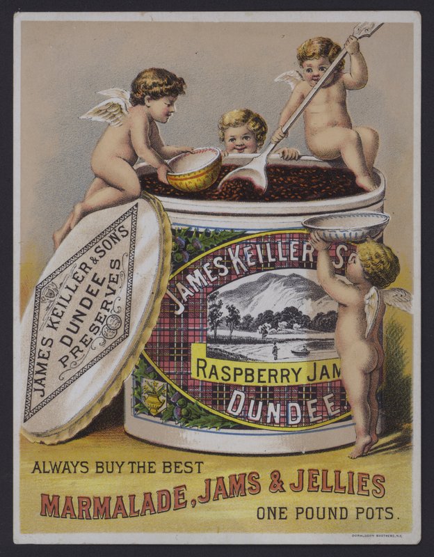 James Keller & Sons Dundee marmeladi, mainos (chromolitho) tekijältä English School