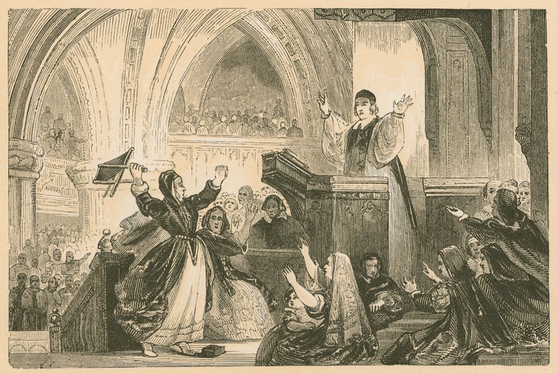 Janet Geddes St. Gilesin kirkossa Edinburghissa, 1637 tekijältä English School