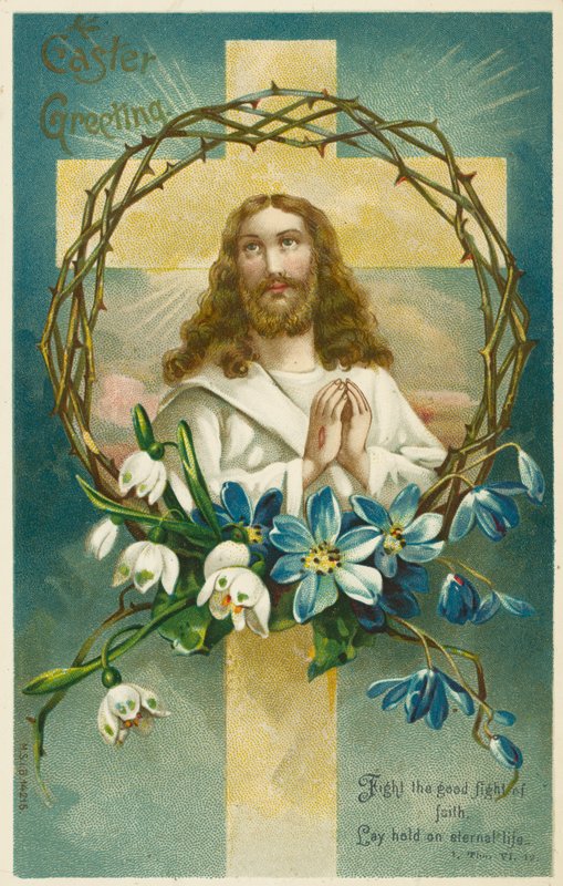 Jeesus Kristus, risti ja orjantappuroiden kruunu (kromoliitti) tekijältä English School
