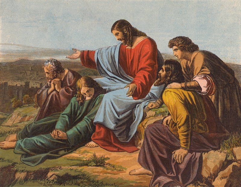 Jeesus Kristus itkee Jerusalemin yllä (värilitografia) tekijältä English School
