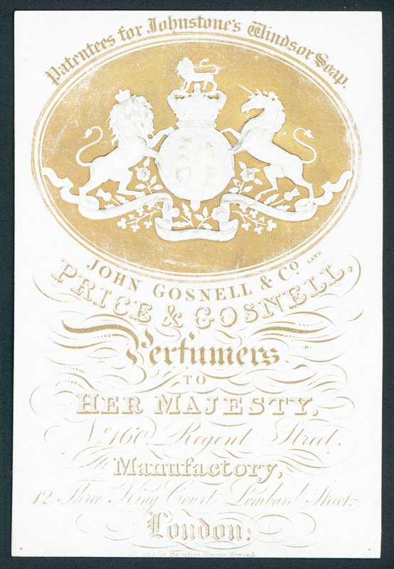 John Gosnell & Co, myöhään, Price & Gosnell, kauppakortti tekijältä English School