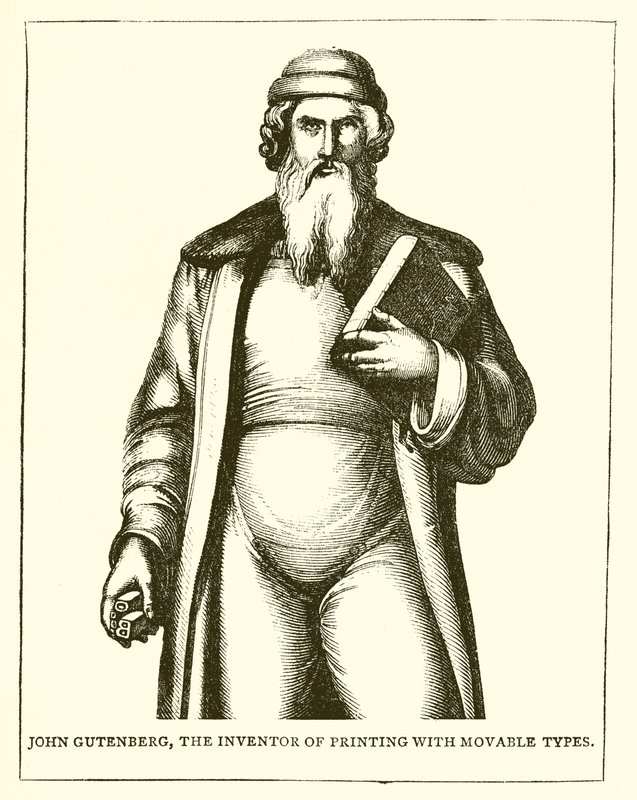 John Gutenberg, liikkuvilla kirjaimilla painamisen keksijä tekijältä English School