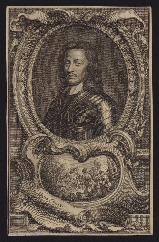 John Hampden, englantilainen parlamentaarinen poliitikko ja sotilas (kaiverrus) tekijältä English School