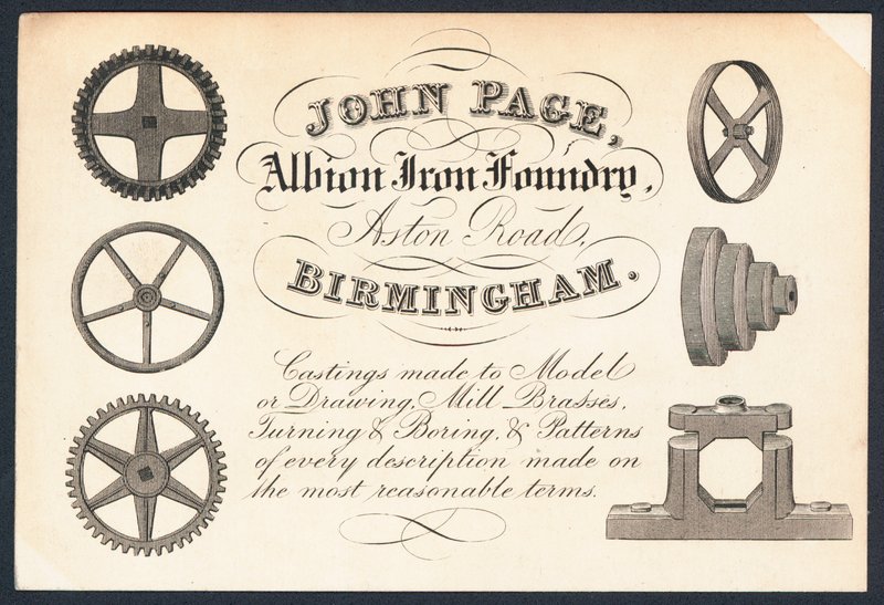 John Page, Albion Iron Foundry, kauppakortti tekijältä English School