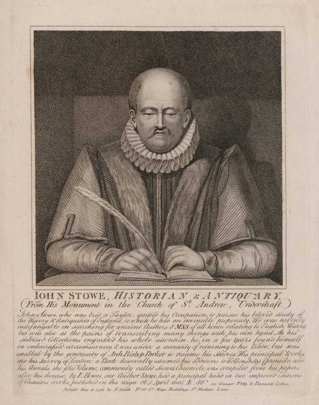 John Stow, englantilainen historioitsija ja antikvariaatti (kaiverrus) tekijältä English School