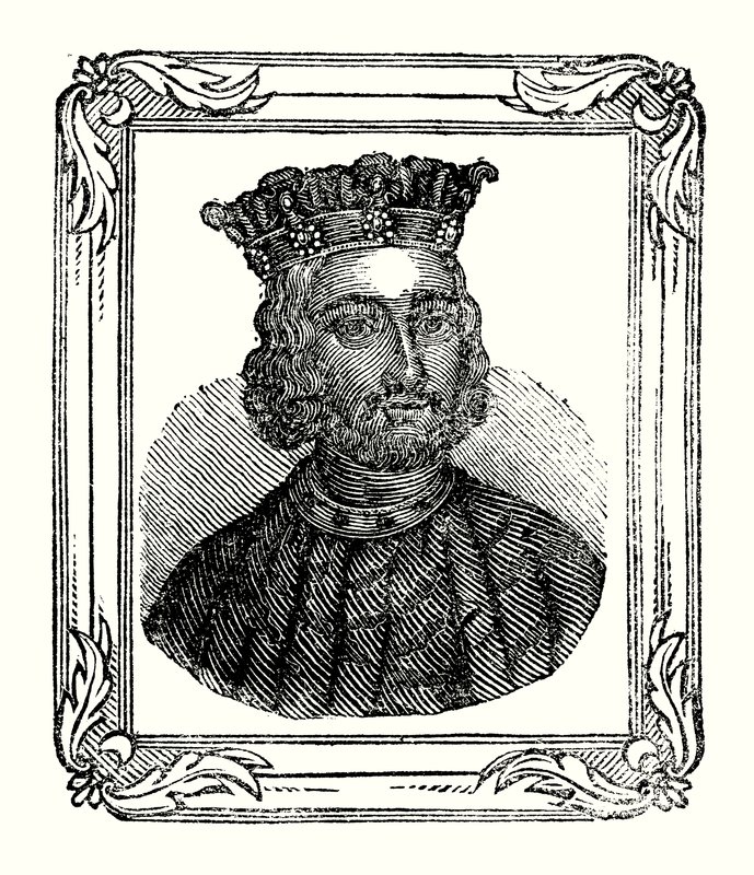 Johannes syntyi vuonna 1167, kruunattiin vuonna 1199 ja kuoli vuonna 1216 (kaiverrus) tekijältä English School