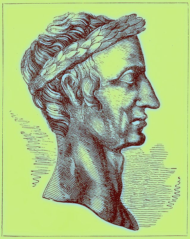 Julius Caesar, kuvitus teoksesta The Illustrated History of the World, julkaistu noin 1880 (digitaalisesti paranneltu kuva) tekijältä English School