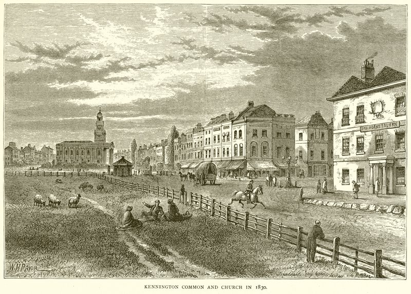 Kennington Common ja Church vuonna 1830 tekijältä English School