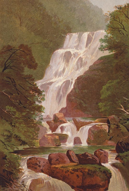 Killarney Lakes, Torc Waterfall (väri litho) tekijältä English School