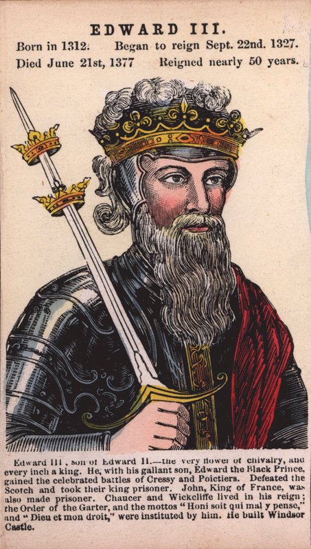 Kuningas Edward III (värillinen kaiverrus) tekijältä English School
