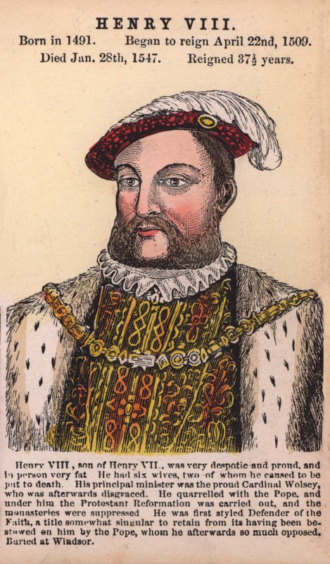 Kuningas Henrik VIII (värillinen kaiverrus) tekijältä English School