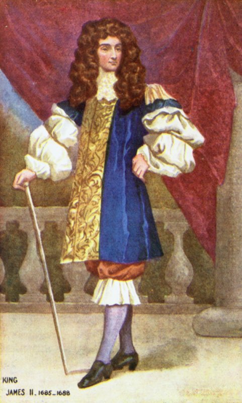 King James II (väri litho) tekijältä English School