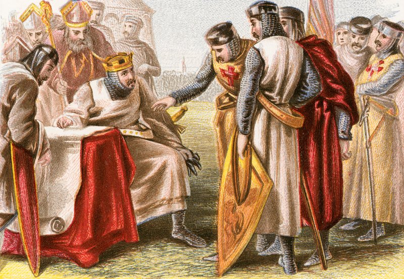 Kuningas John pakotetaan allekirjoittamaan Magna Carta tekijältä English School