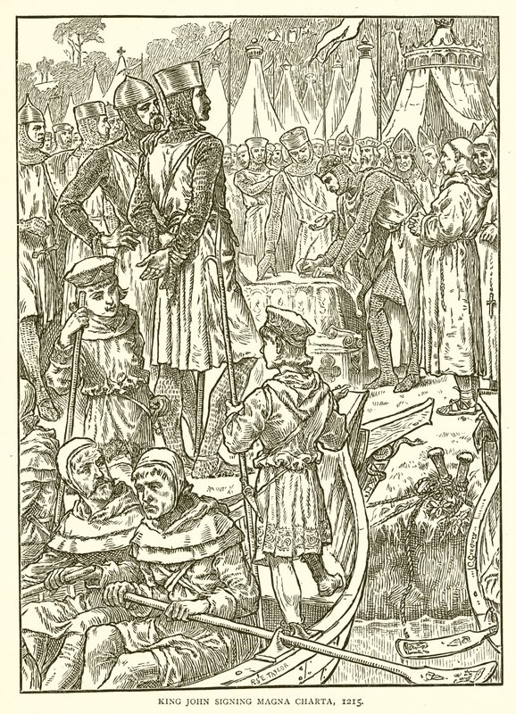 Kuningas Johannes allekirjoittaa Magna Chartan, 1215 tekijältä English School