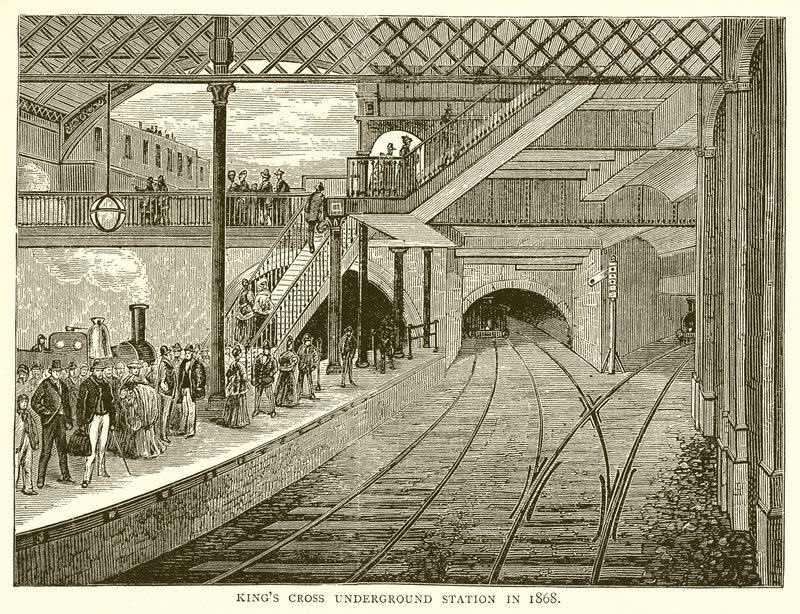 Kings Crossin metroasema vuonna 1868 tekijältä English School