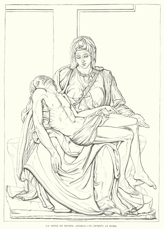 La Pieta De Michel Angelo, Pietarin kirkko Roomassa (kaiverrus) tekijältä English School