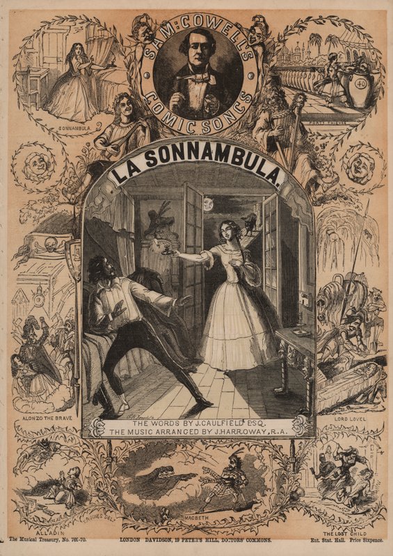 La Sonnambula, yksi Sam Cowellin sarjakuvista (värilitho) tekijältä English School