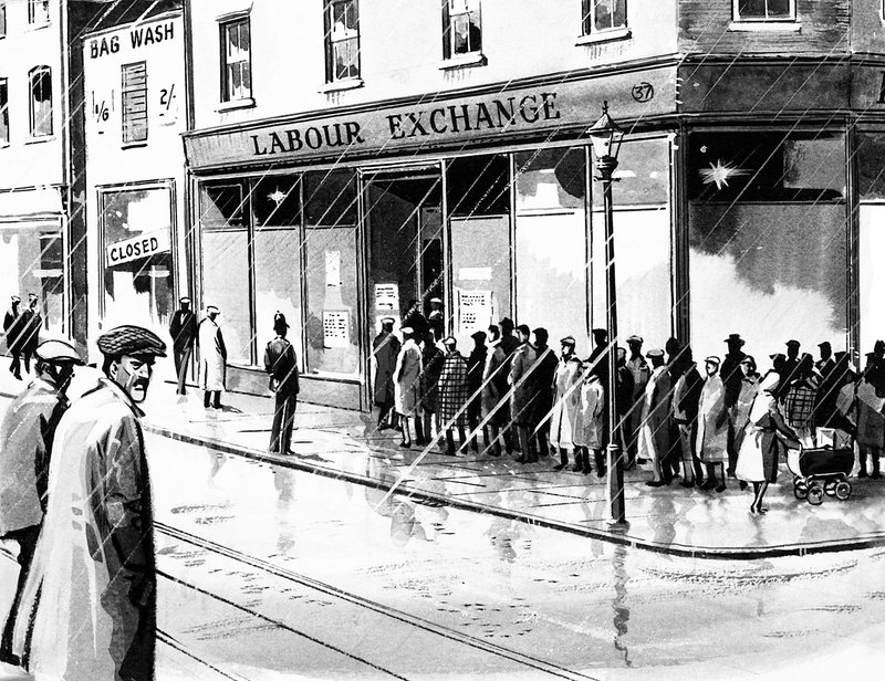 Työpörssi Isossa-Britanniassa yhdeksän kuukautta Wall Streetin vuoden 1929 romahduksen jälkeen tekijältä English School