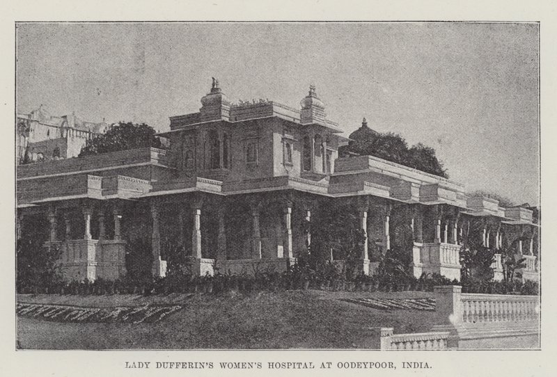 Lady Dufferinin naisten sairaala Oodeypoorissa, Intiassa (kaiverrus) tekijältä English School