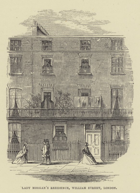 Lady Morganin asuinpaikka, William Street, Lontoo (kaiverrus) tekijältä English School