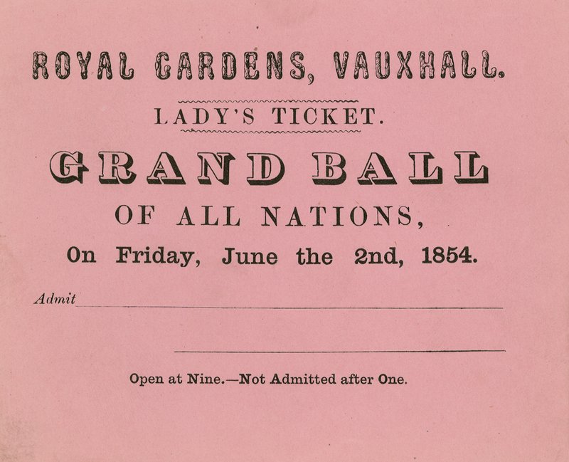 Ladys-lippu, Vauxhall Gardens, Lontoo, 2. kesäkuuta 1854 tekijältä English School