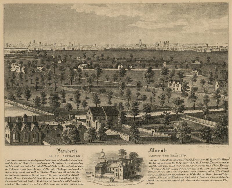 Lambeth Marsh sellaisena kuin se ilmestyi noin vuonna 1670 tekijältä English School