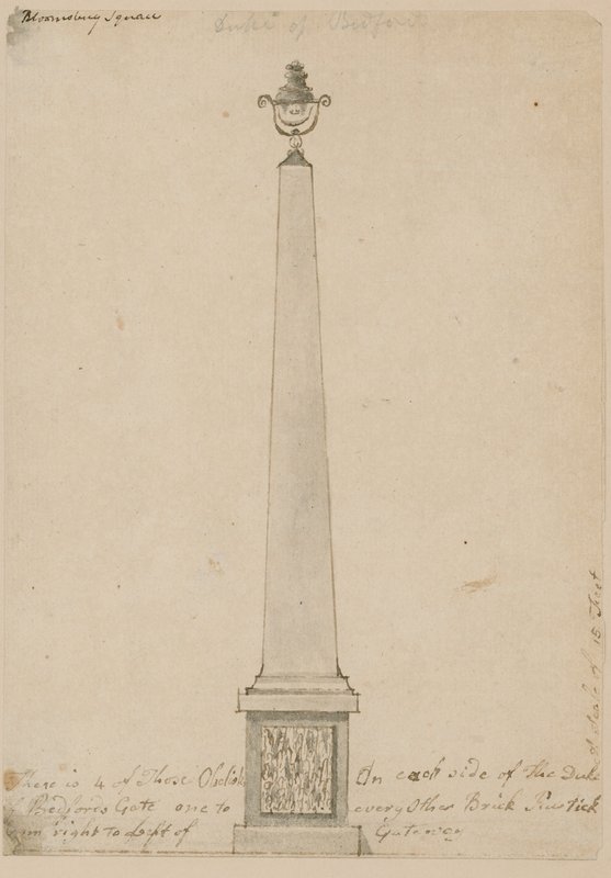 Lamppu lähellä Bedford Housea Lontoossa, purettu vuonna 1799 tekijältä English School
