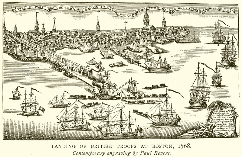 Brittijoukkojen maihinnousu Bostonissa, 1768 tekijältä English School
