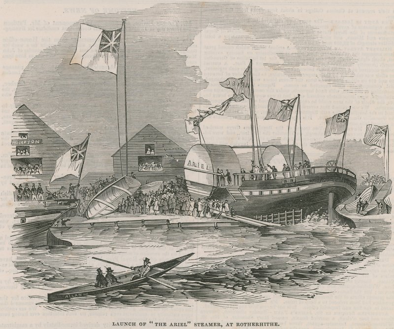 Ariel-höyrylaivan laukaisu Rotherhithessa tekijältä English School